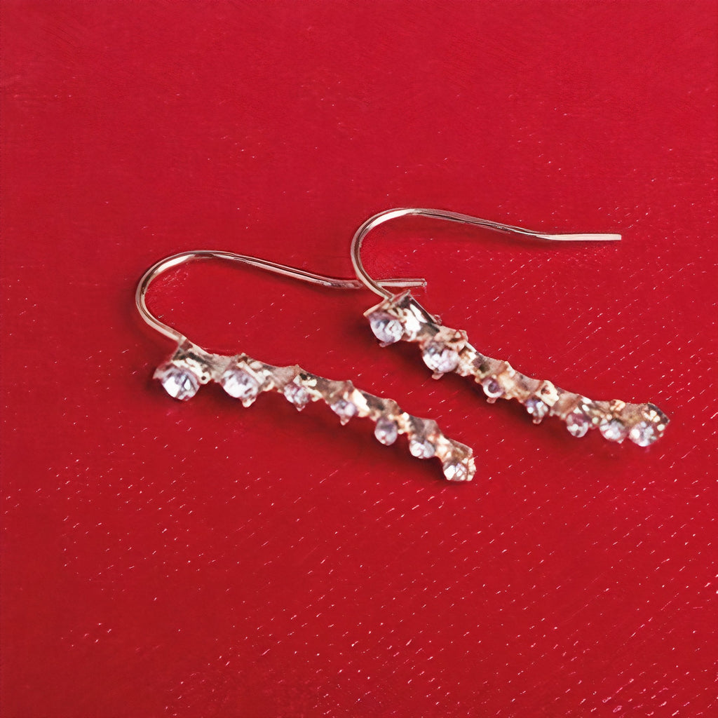 Eloisa Seven Diamond Drop Earrings In Stainless Steel With Rhinestones by STATESIDE NOVA