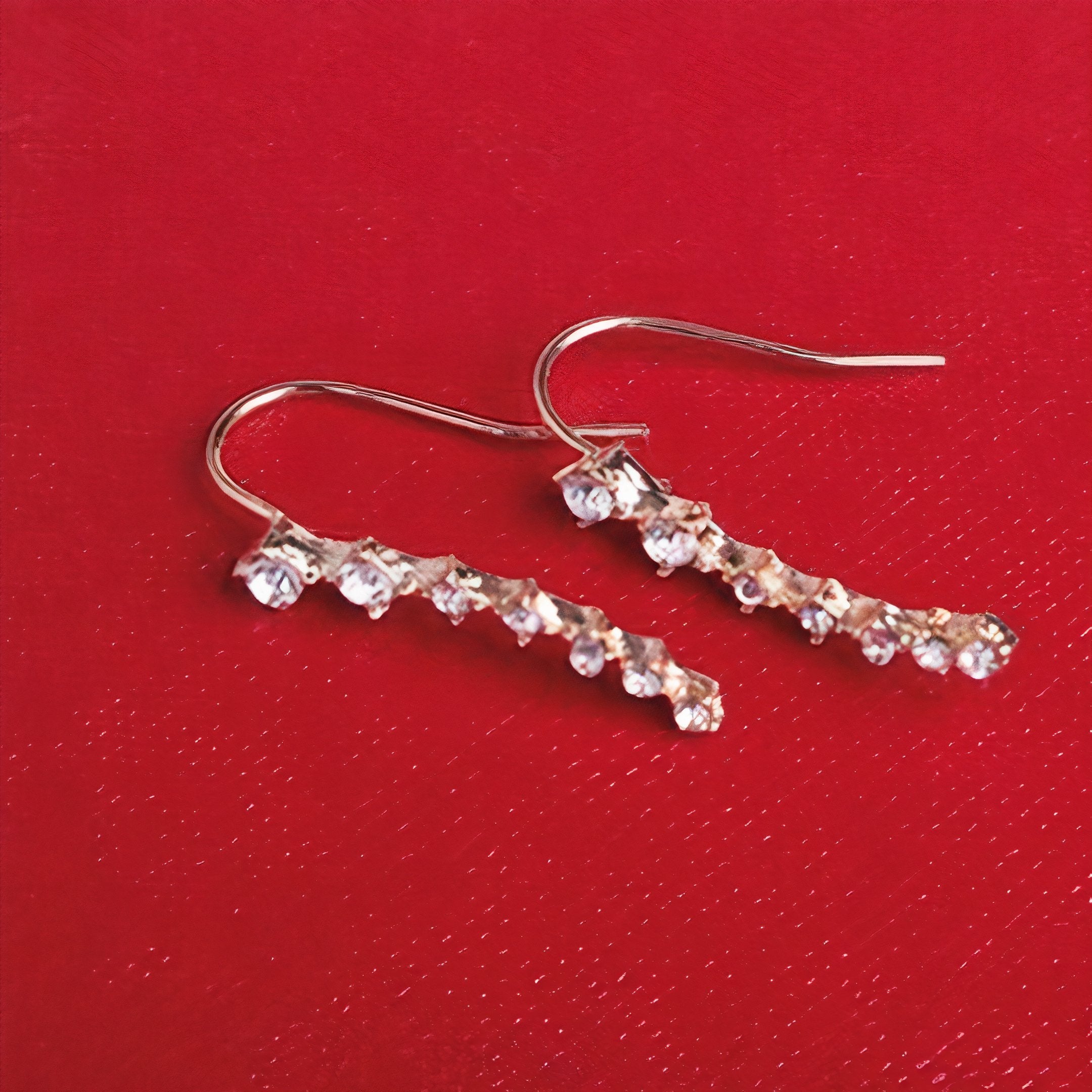 Eloisa Seven Diamond Drop Earrings In Stainless Steel With Rhinestones by STATESIDE NOVA