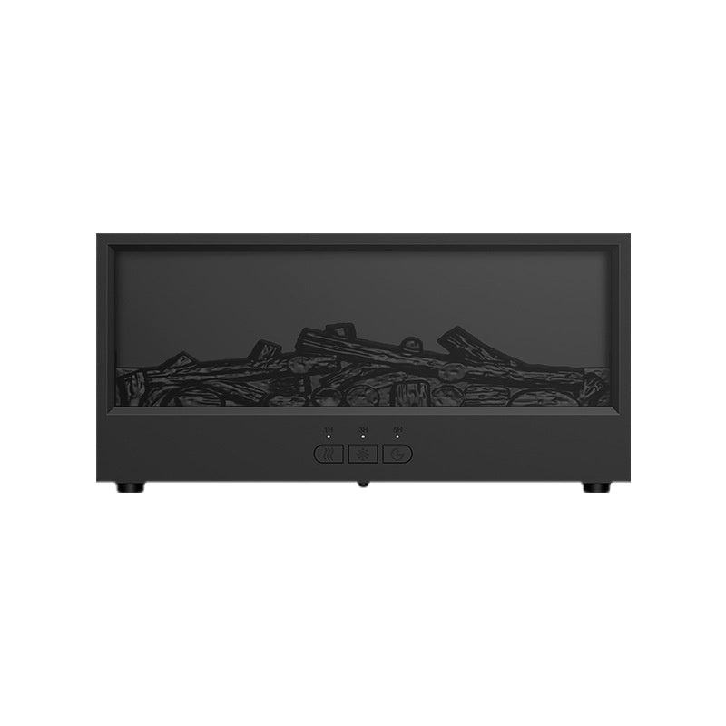 Simulated 3D Fireplace Flame Aroma Diffuser in black with log display and front control panel