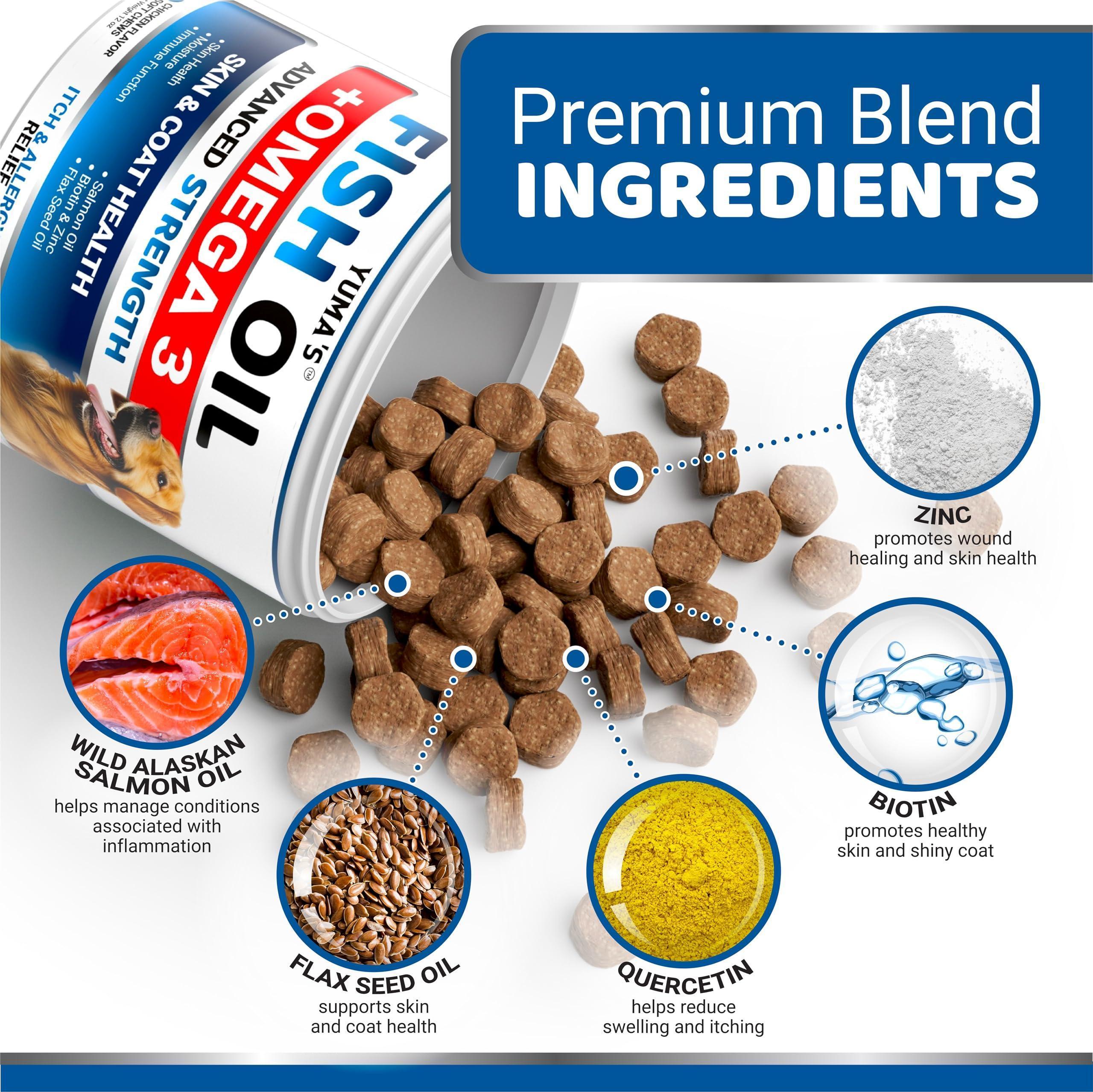 Omega 3 Fish Oil for Dogs Chews Skin and Coat Health by STATESIDE NOVA