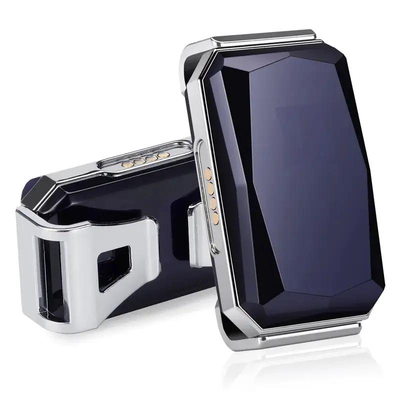 G12 Smart GPS pet tracker by VIP Digital Presence; compact clip-on device with a black gem-like housing and chrome frame