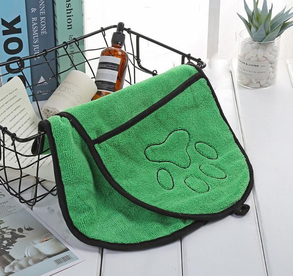Ultra Absorbent Dog Bath Towel With Double Drop Pocket For Small And Medium Dogs by STATESIDE NOVA
