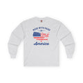 Made With Pride In America Long Sleeve Tee Unisex Patriotic US Flag Inspired Graphic Shirt For Men Women by The Devil's Pickle