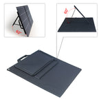 ACOPOWER 100W foldable solar panel set up at a campsite.