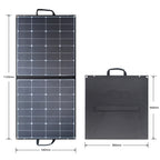 ACOPOWER 100W foldable solar panel dimensions diagram.