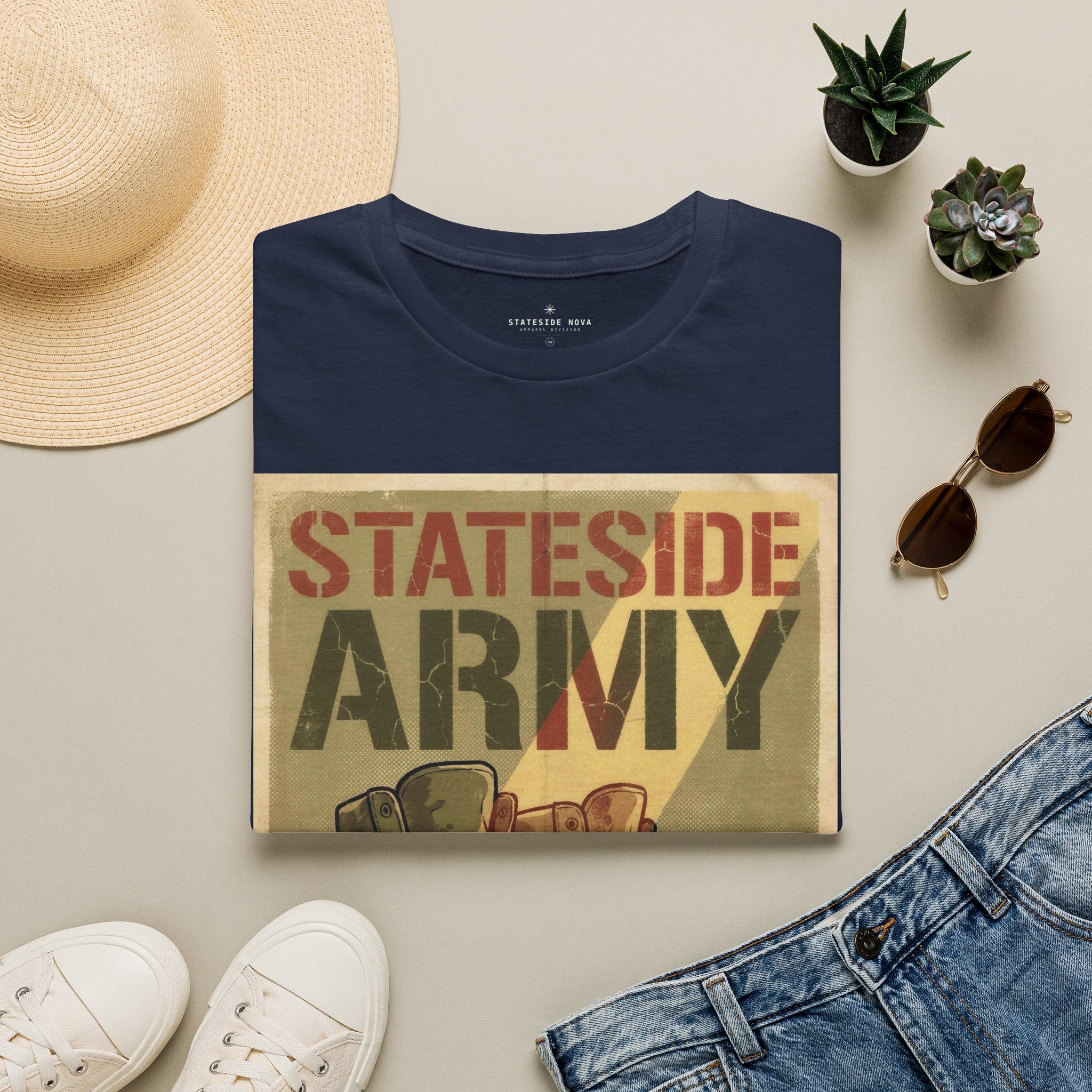 Stateside Army Graphic T-Shirt — Vintage Military Boots Poster Tee