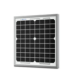 10W 12V monocrystalline solar panel, front view.