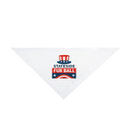 Pet bandana Stateside Fur Ball by Printify, white fabric with red, white & blue patriotic design.