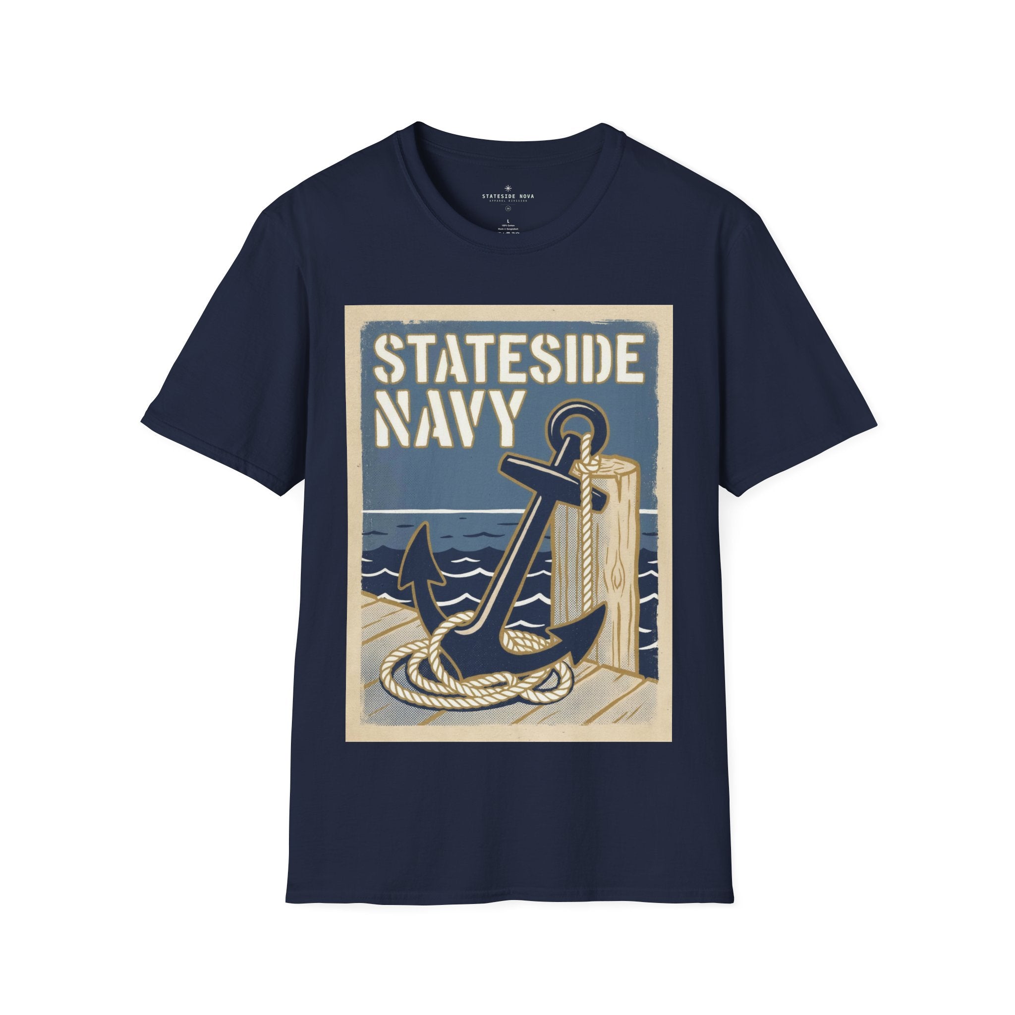 Stateside Navy — Retro Anchor & Dock Graphic Tee