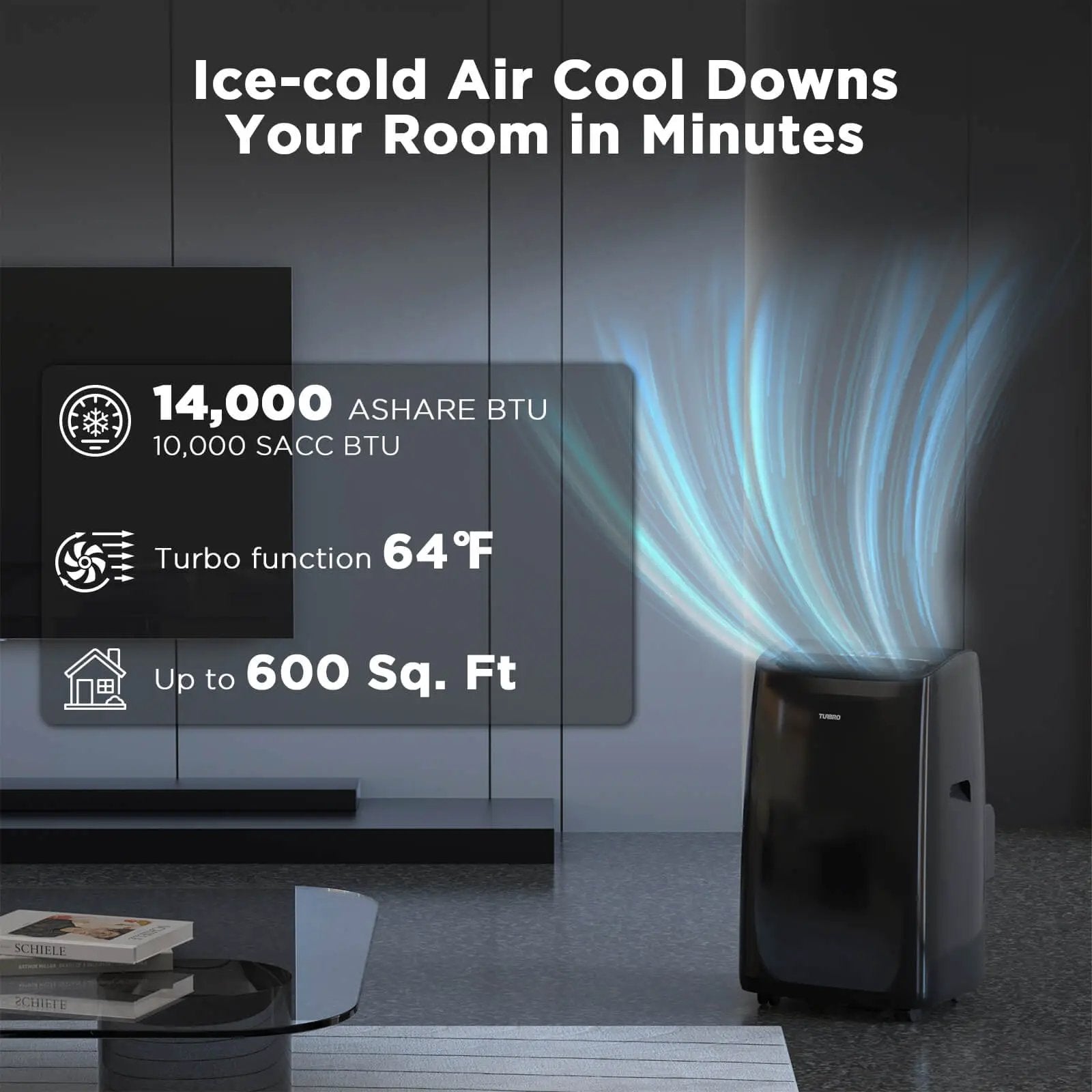 TURBRO Greenland 14,000 BTU WiFi portable air conditioner in black