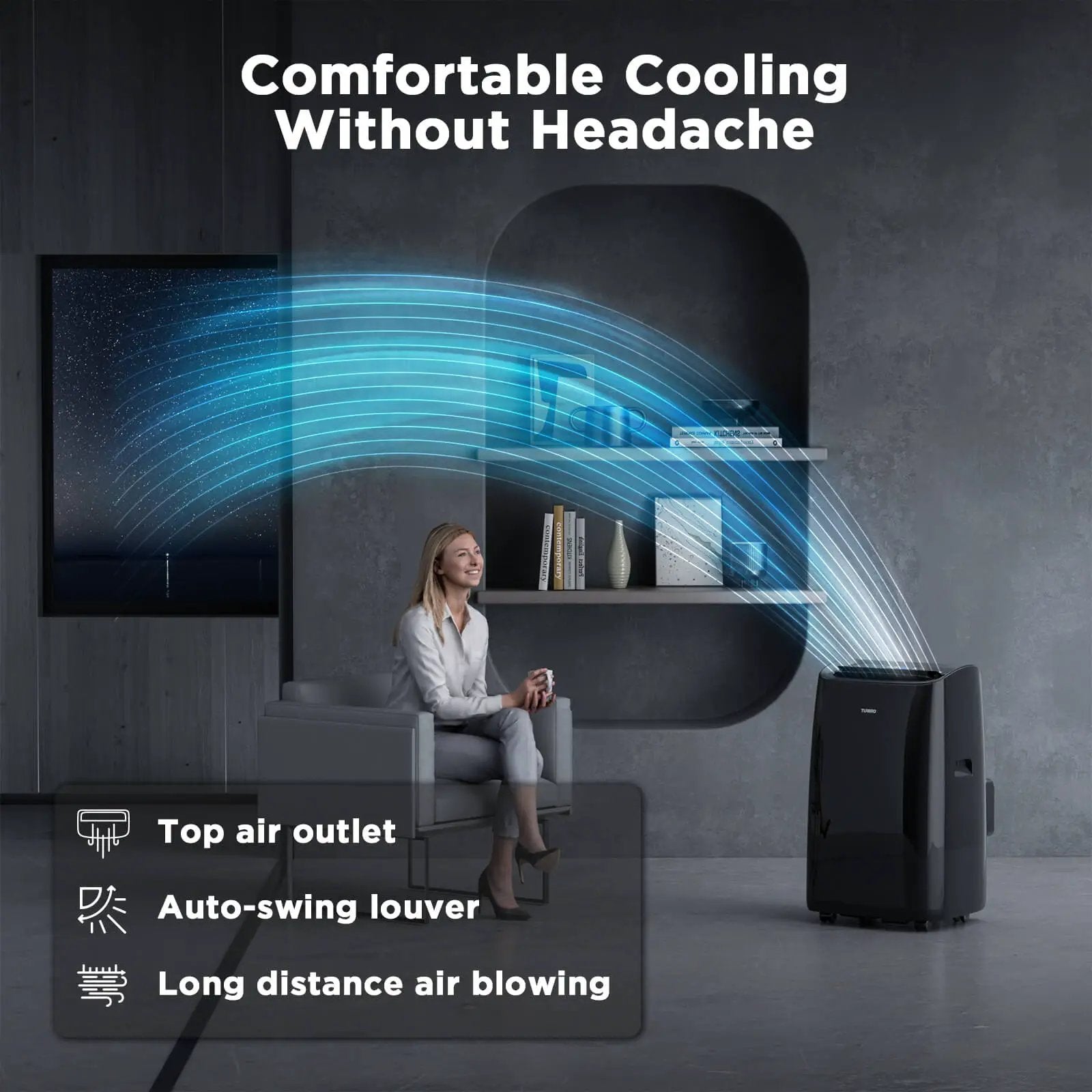 TURBRO Greenland 14,000 BTU WiFi portable air conditioner, black