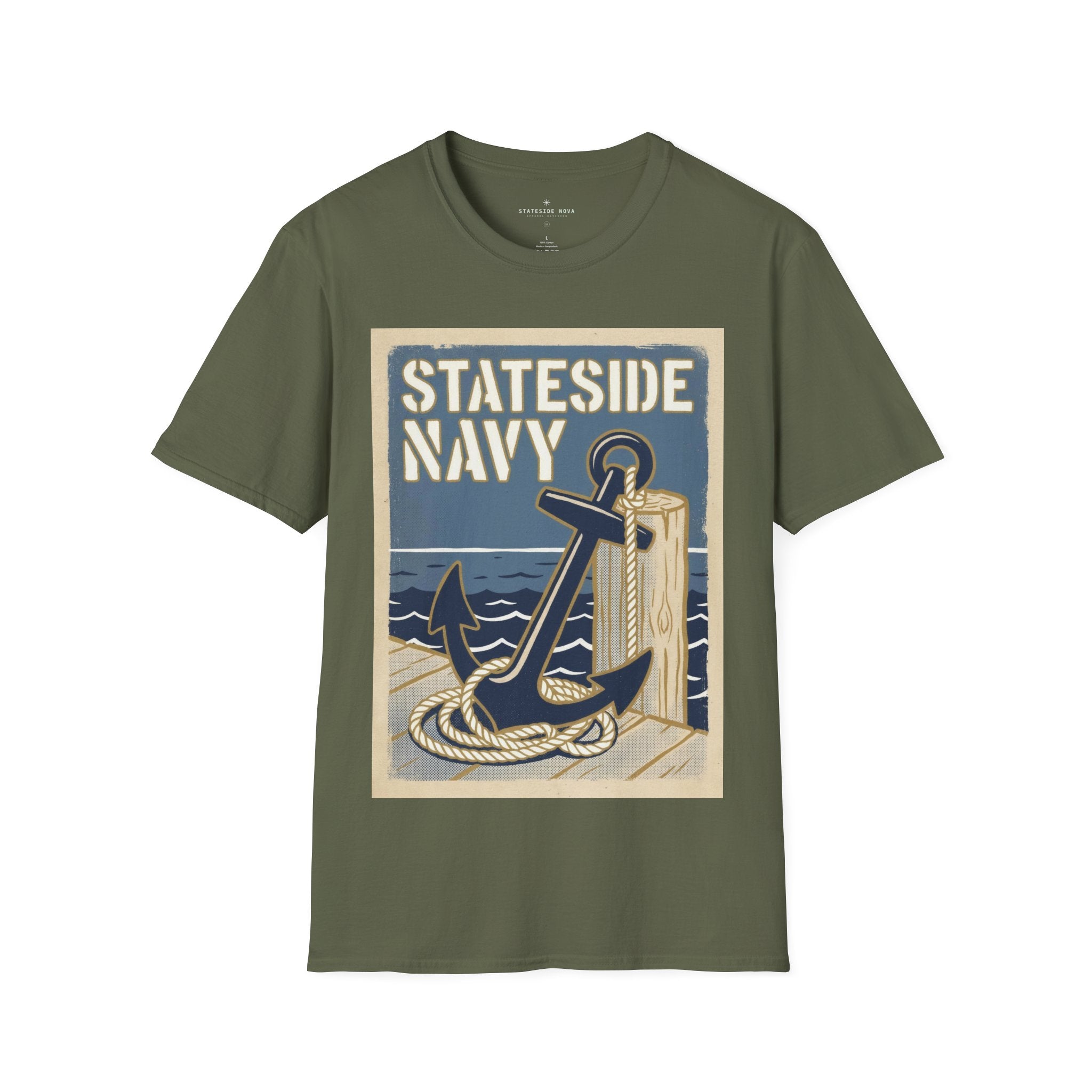Stateside Navy — Retro Anchor & Dock Graphic Tee