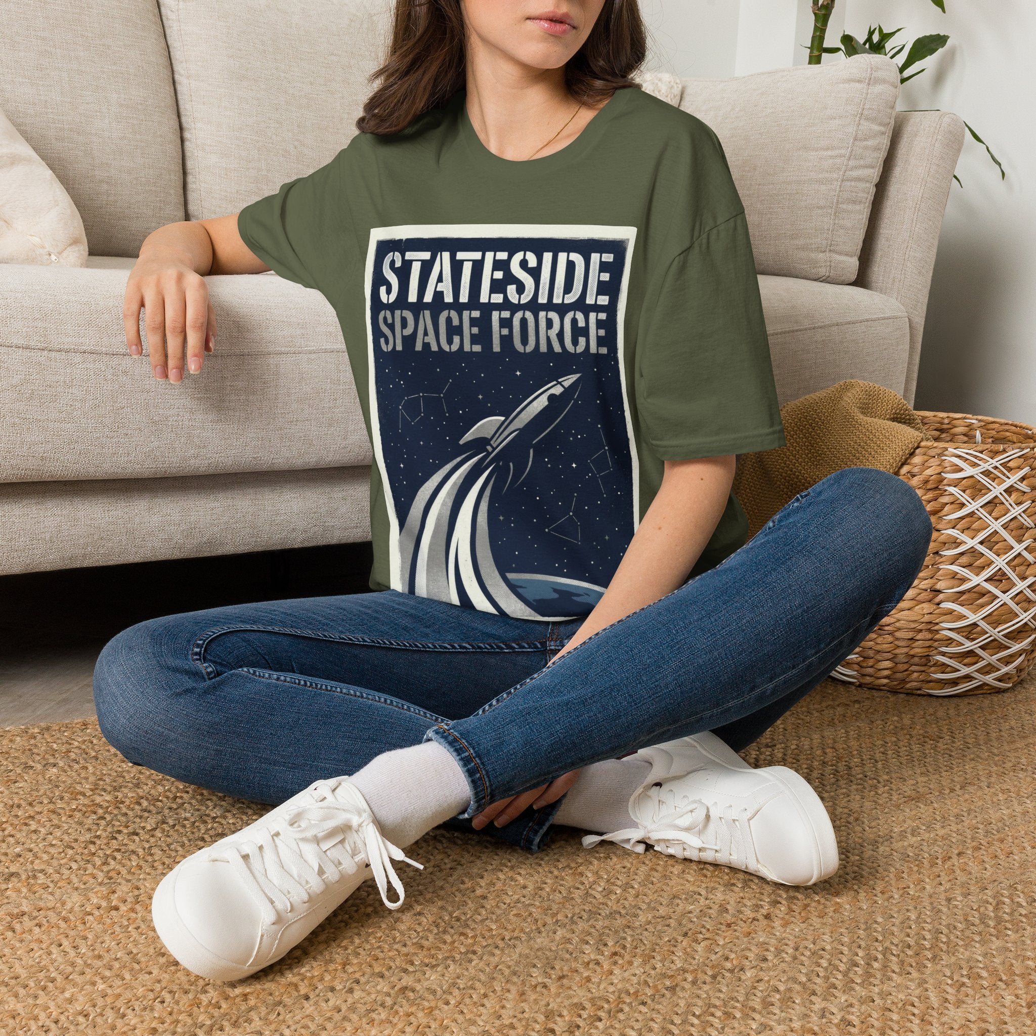 Stateside Space Force — Retro Rocket Poster Tee