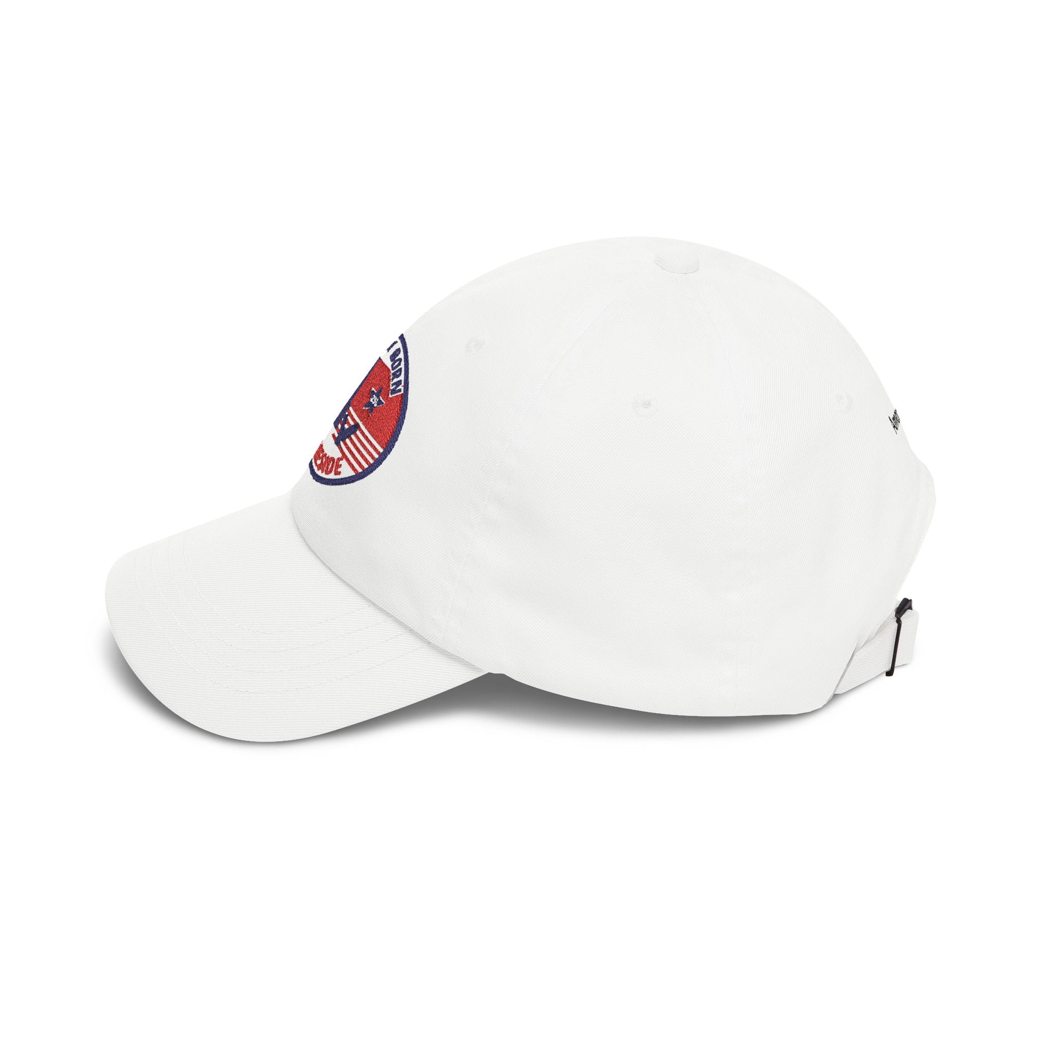 Proudly Born Stateside Dad Cap with embroidered USA patch and curved brim.