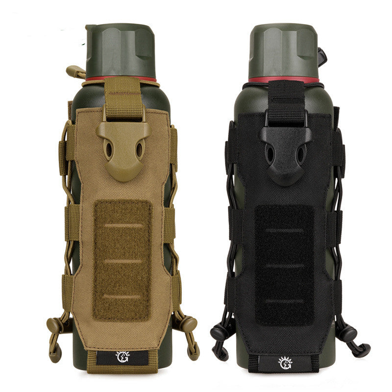 Portable Water Bottle Carrier Bag – polyester sleeve with handle, tan and black, pair, Shopwithnoble.com
