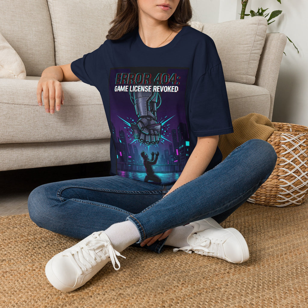 Error 404: Game License Revoked — Cyberpunk Statement Gamer T-Shirt