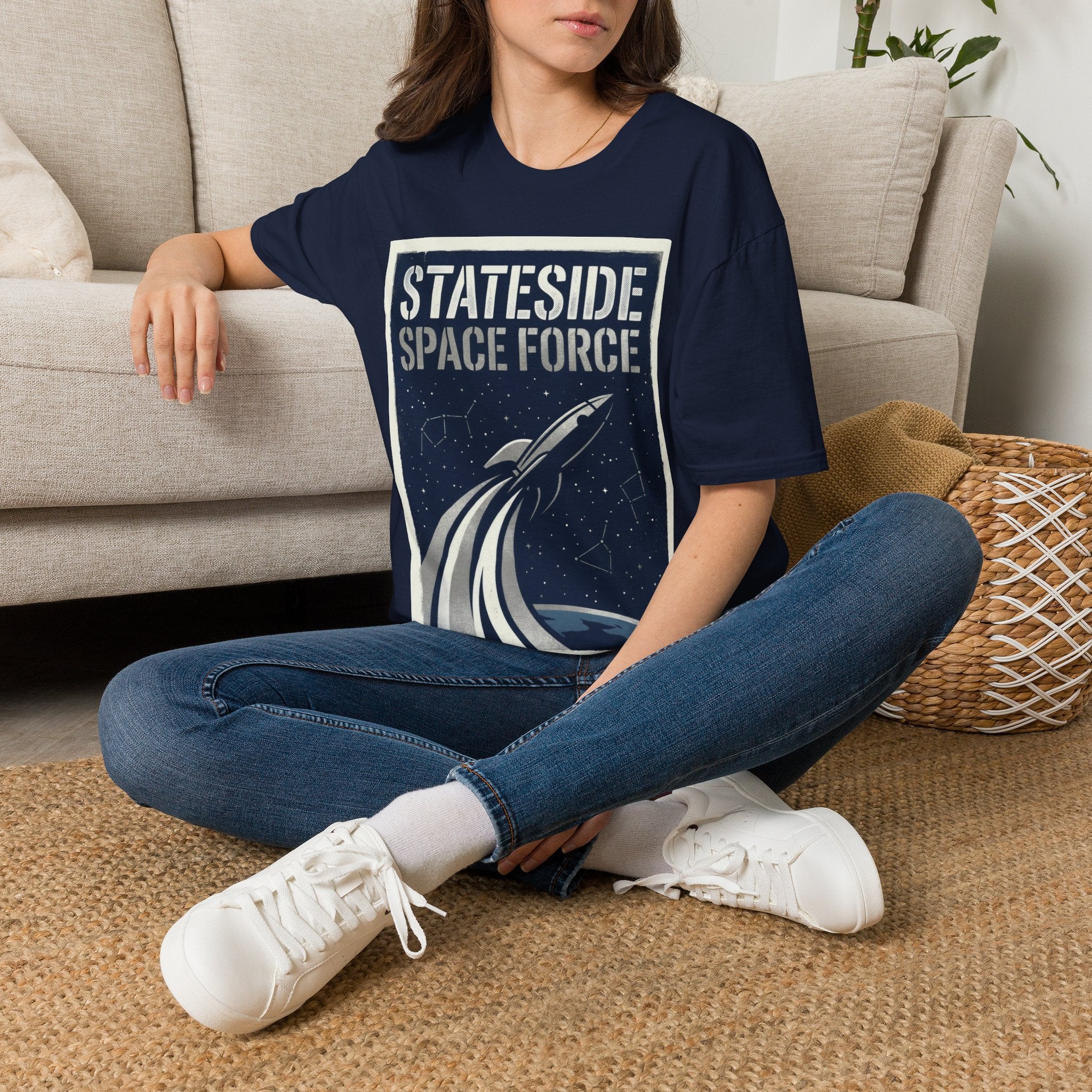 Stateside Space Force — Retro Rocket Poster Tee