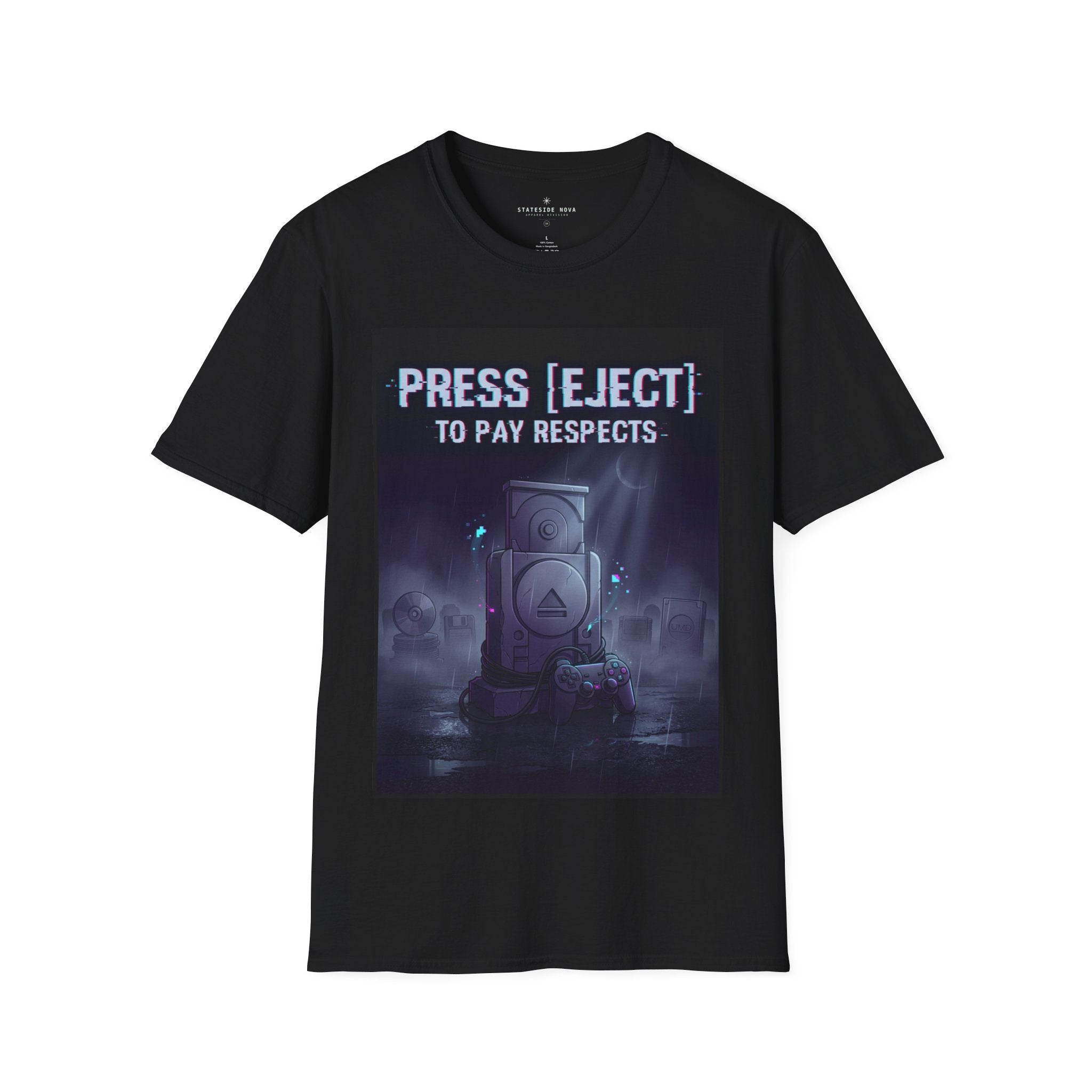 Press [EJECT] To Pay Respects — Retro Gamer Tribute T-Shirt