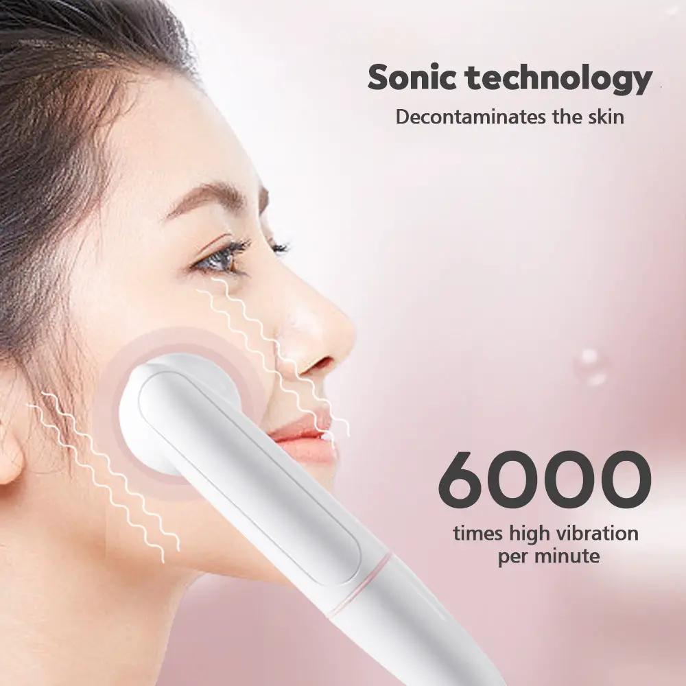 VIP Digital Presence 2-Speed 2-In-1 Silicone Facial Cleanser with sonic vibration, white handheld brush