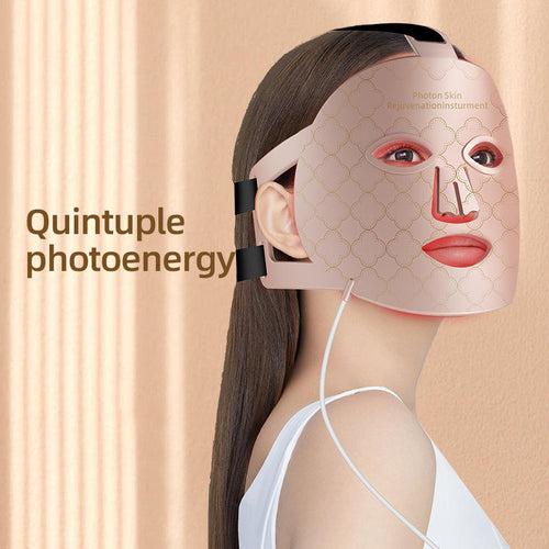 LED infrared silicone face mask in pink for red light therapy