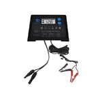 ACOPOWER ProteusX 20A PWM charge controller with alligator clips and solar connector.