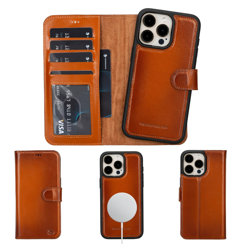 TORONATA Casper detachable leather wallet case for iPhone 14.