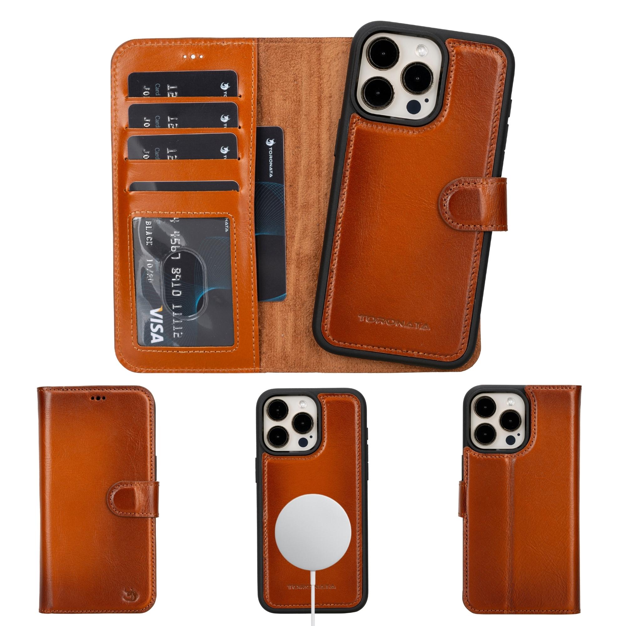 TORONATA Casper detachable leather wallet case for iPhone 14.