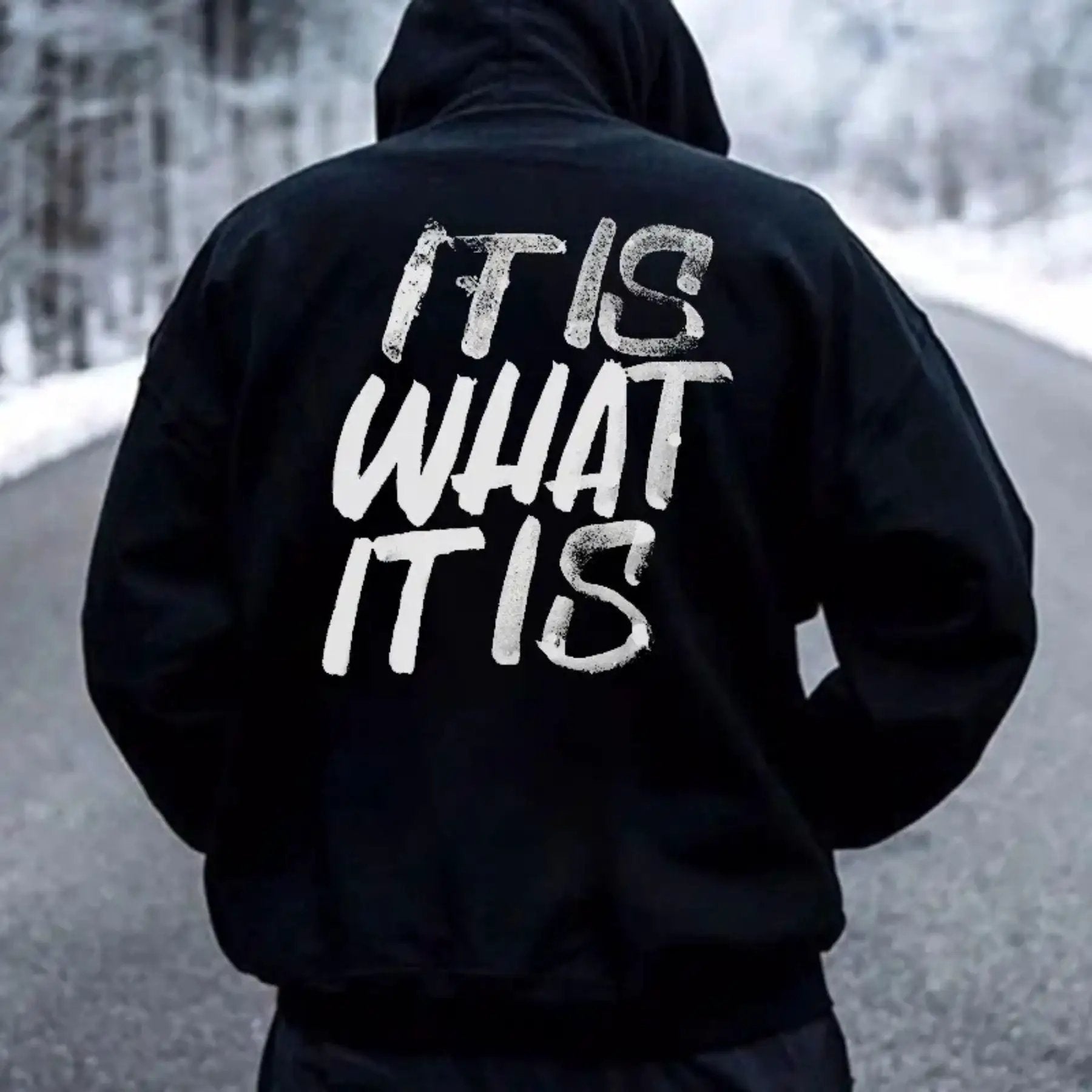 Men's It Is What It Is Distressed Print Hoodie For Everyday Casual Comfort And Durable Warmth by Pasimax