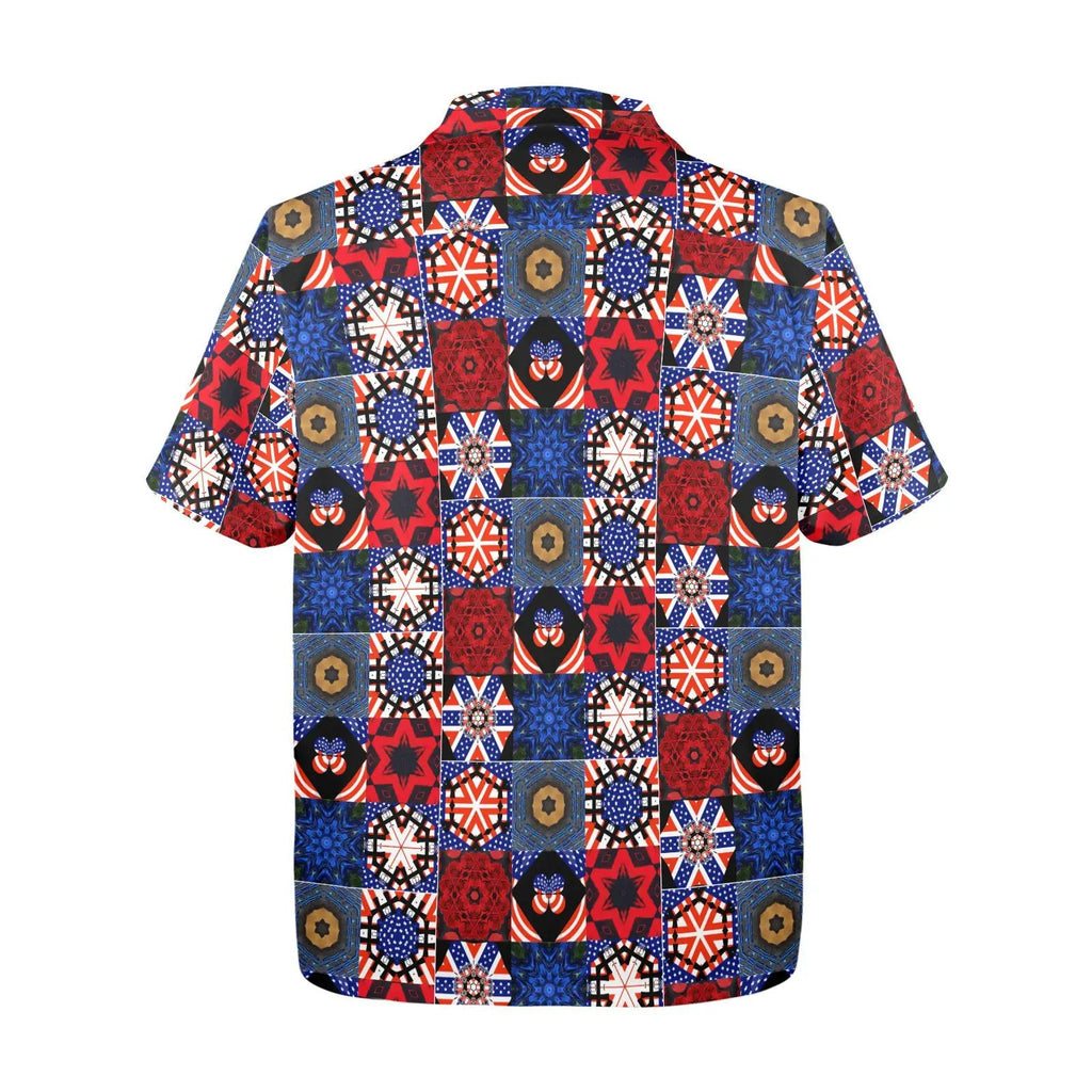 Fourth of July Pattern Mens All Over Print Hawaiian Shirt Patriotic USA Beachwear for Summer by Shell Design Boutique