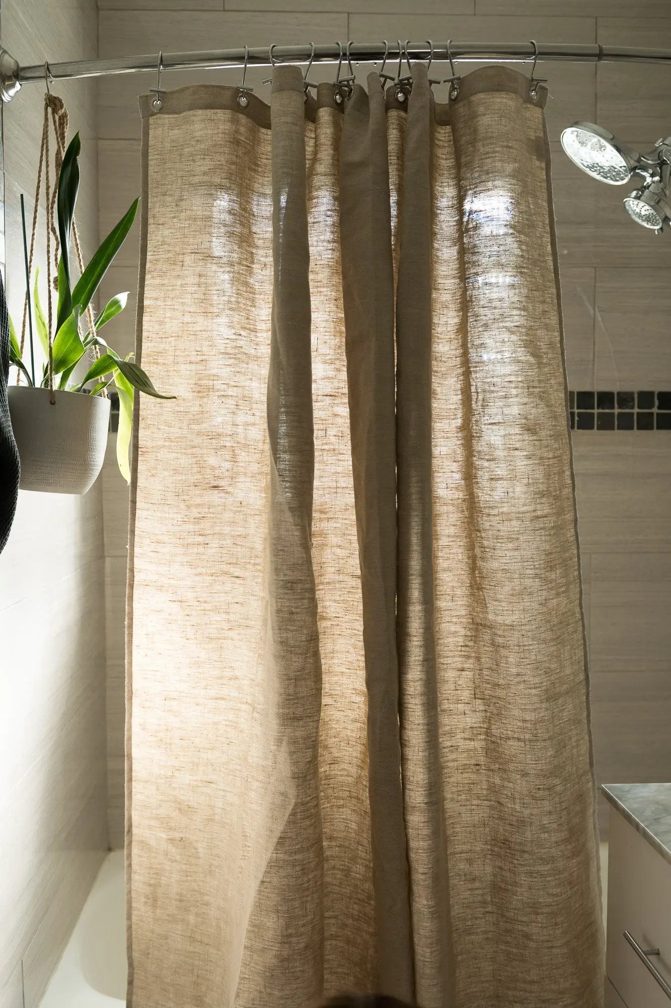 Organic Hemp Shower Curtain for Natural Plastic Free Bath Tub and Stall Sizes Made in USA by Bean Products