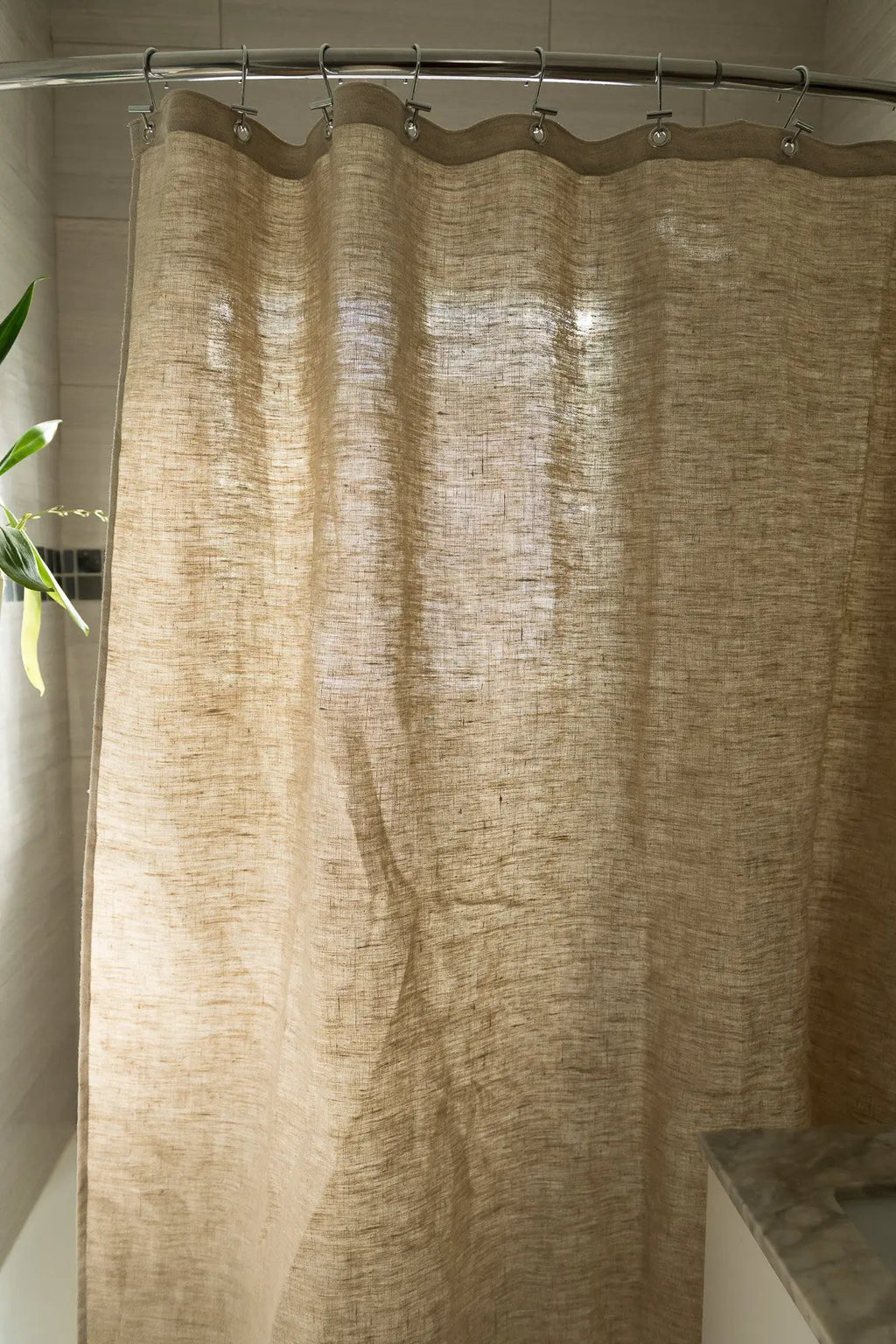 Organic Hemp Shower Curtain for Natural Plastic Free Bath Tub and Stall Sizes Made in USA by Bean Products