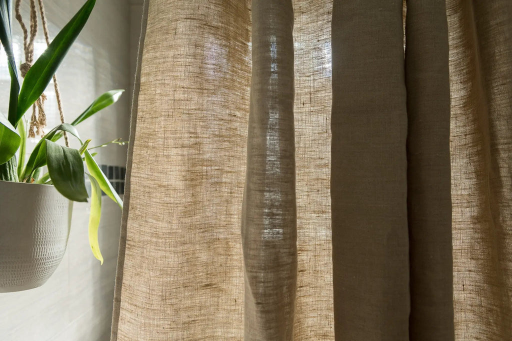 Organic Hemp Shower Curtain for Natural Plastic Free Bath Tub and Stall Sizes Made in USA by Bean Products