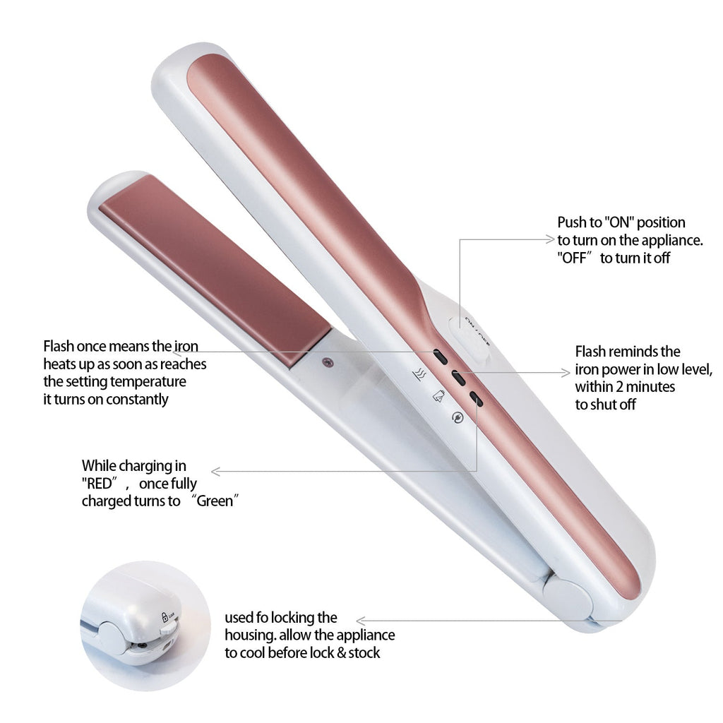 USB-C Rechargeable Cordless Hair Straightener