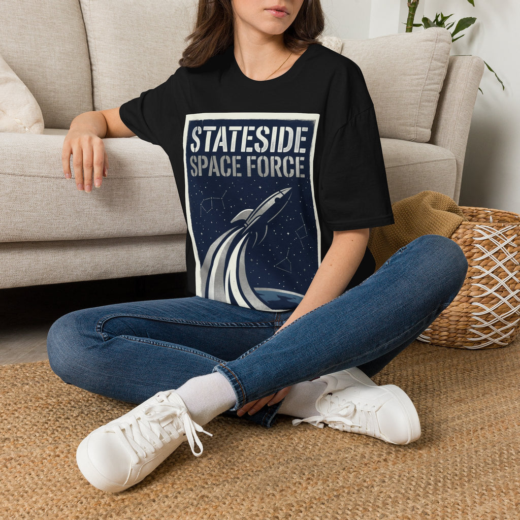 Stateside Space Force — Retro Rocket Poster Tee