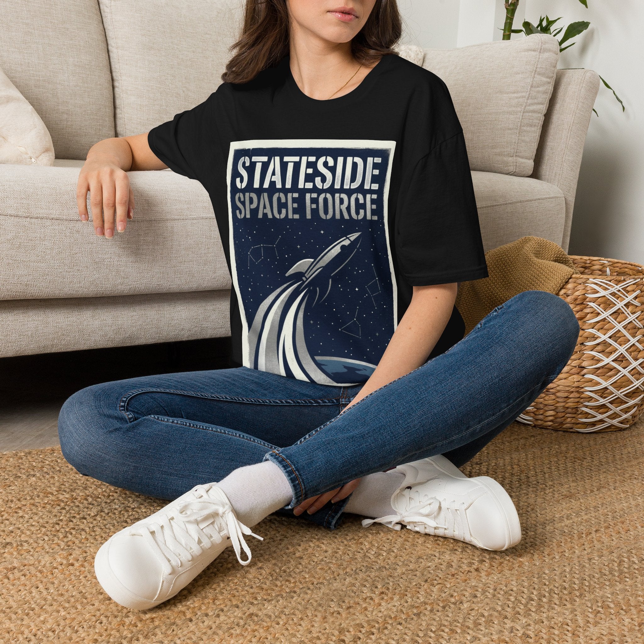 Stateside Space Force — Retro Rocket Poster Tee