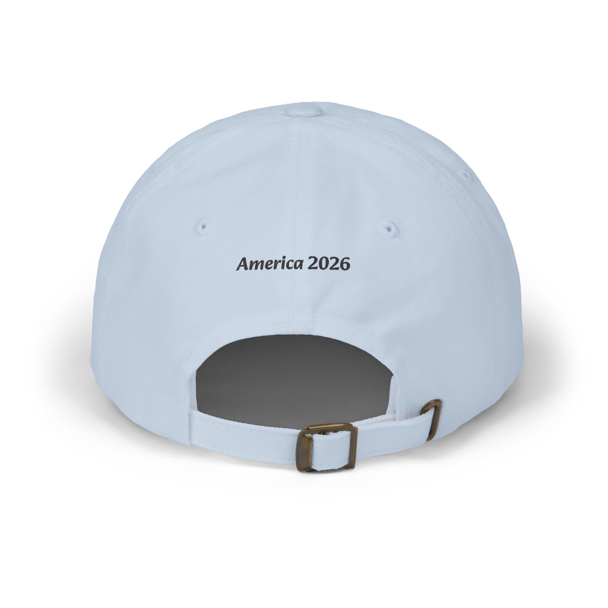 Dad cap Stateside Pride in light blue with adjustable back strap; front reads America 2026.