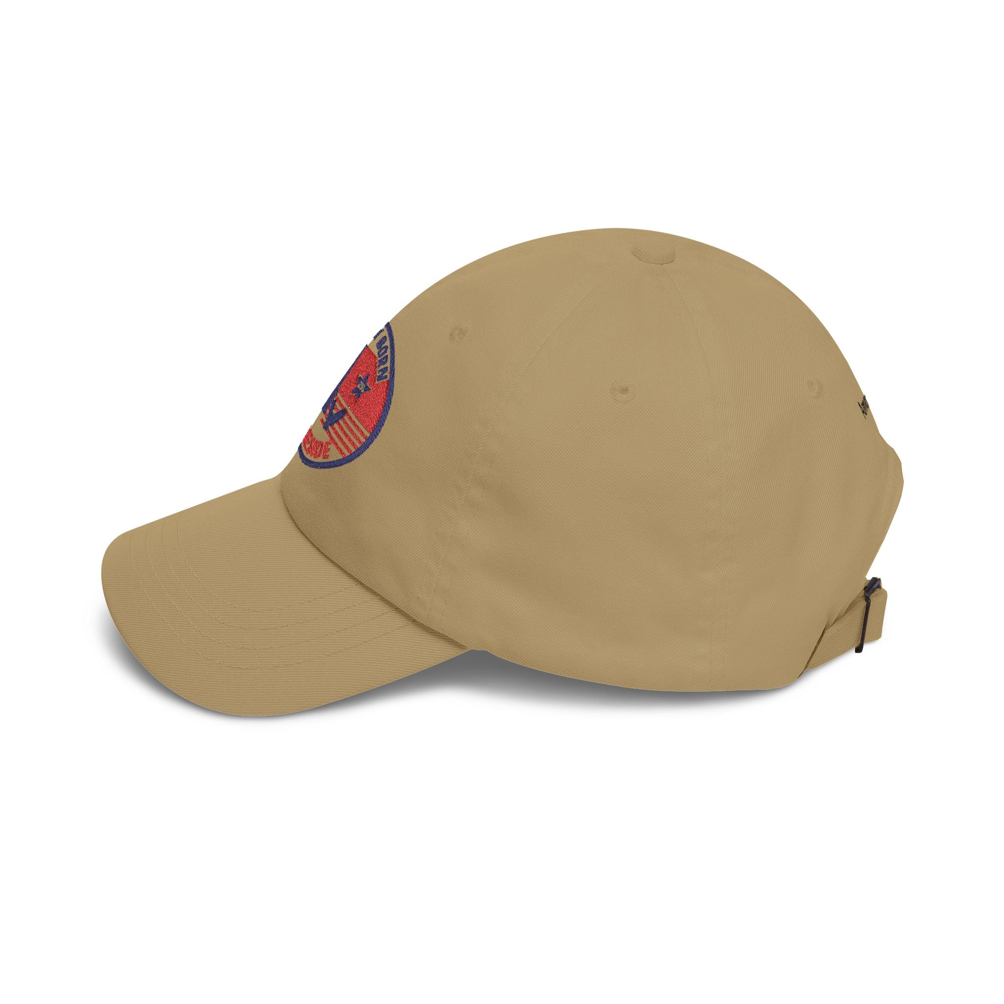 Tan stateside pride dad cap with embroidered USA patch on the side