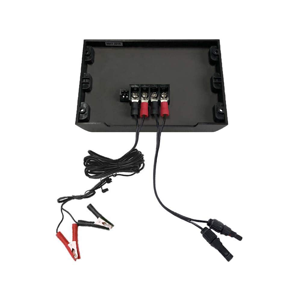 ProteusX 20A waterproof charge controller, front view.