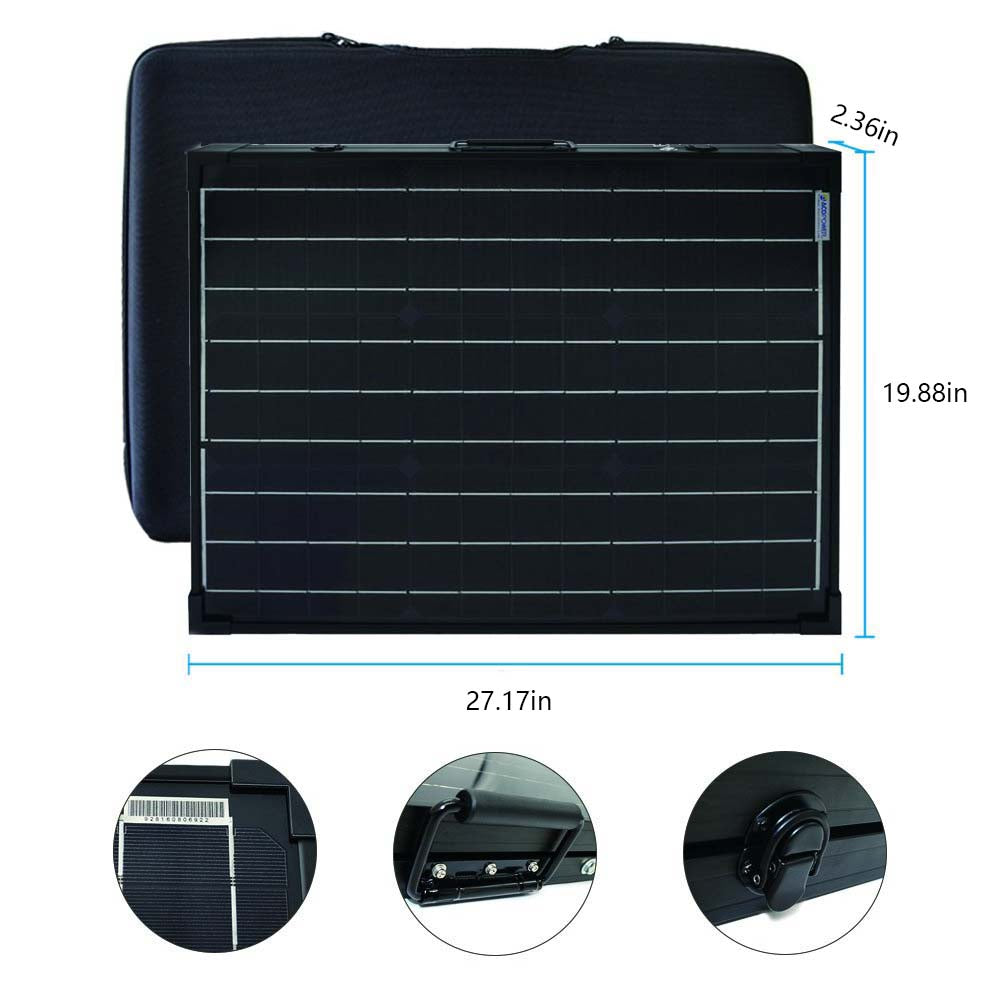ACOPOWER PTP 100W solar panel set up outdoors.