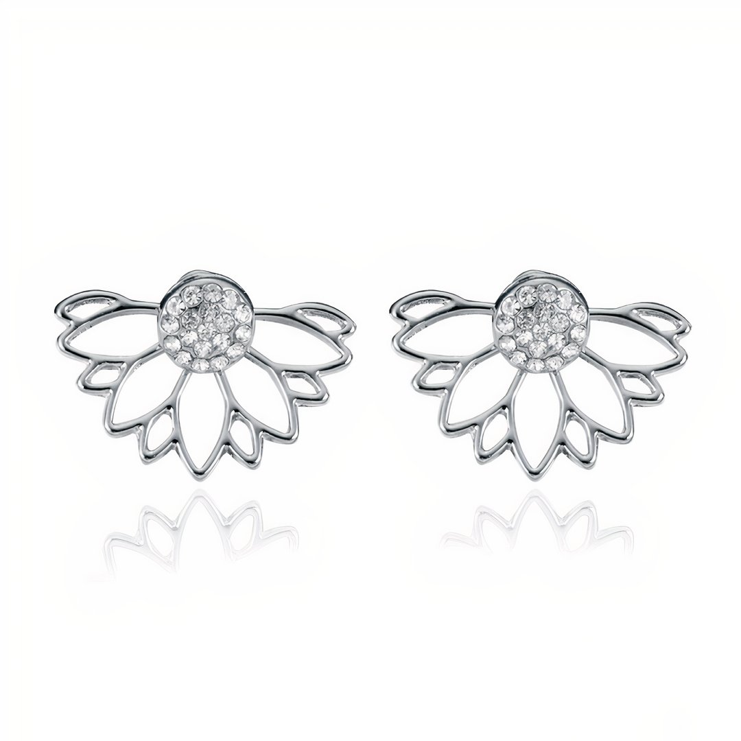 Crystal Rhinestone Earrings Silver With Floral Jacket Accessories Also In Gold by STATESIDE NOVA