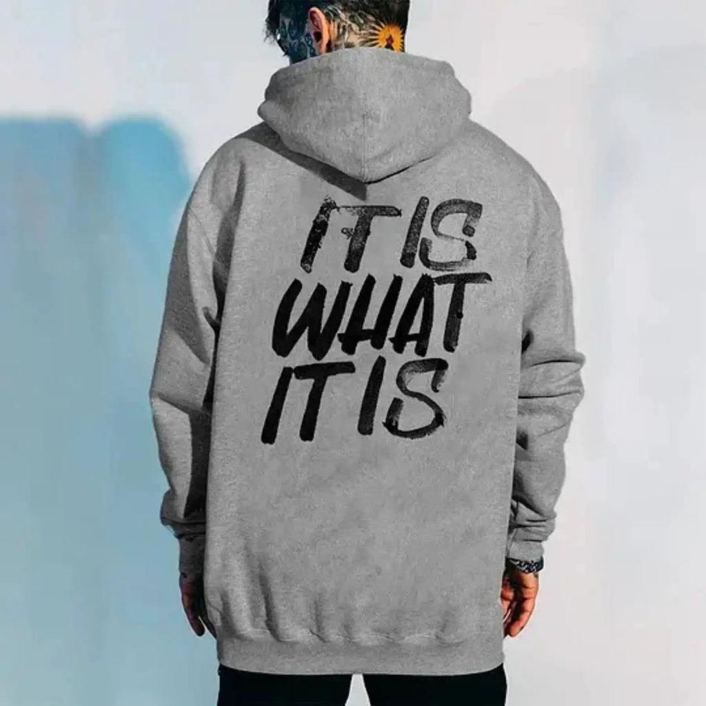 Men's It Is What It Is Distressed Print Hoodie For Everyday Casual Comfort And Durable Warmth by Pasimax