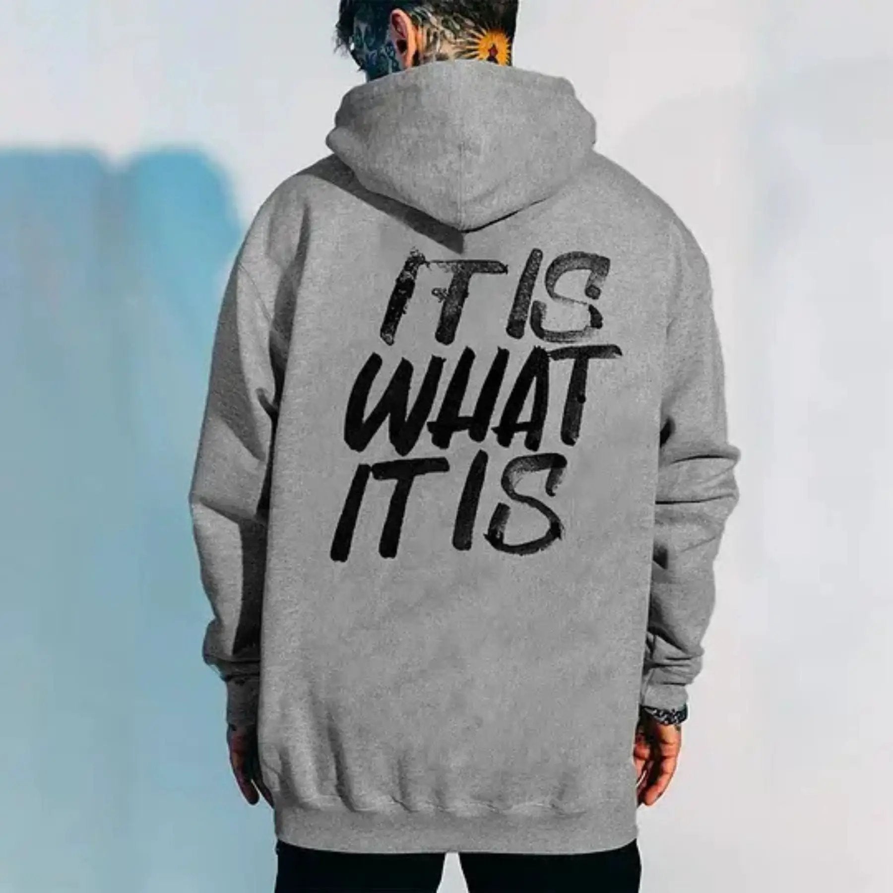 Men's It Is What It Is Distressed Print Hoodie For Everyday Casual Comfort And Durable Warmth by Pasimax