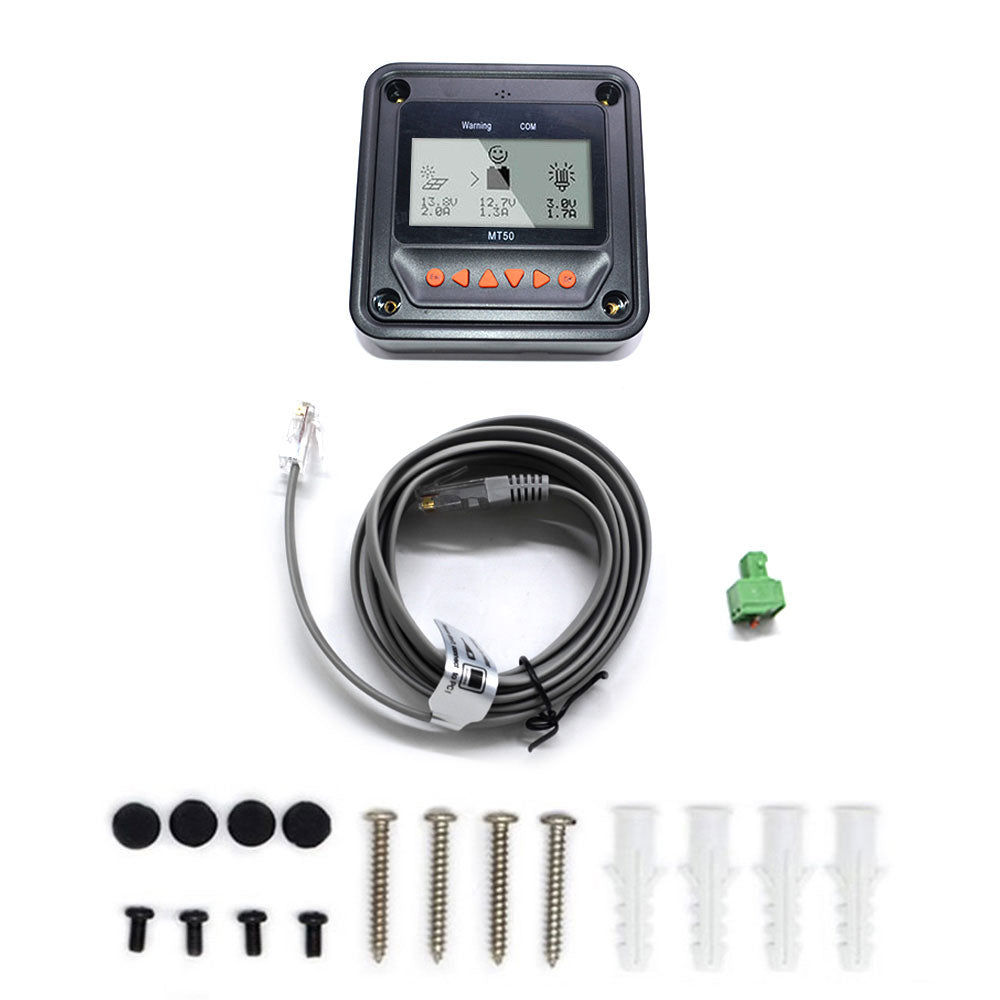Midas 40A MPPT charge controller with included MT-50 meter and temperature sensor.