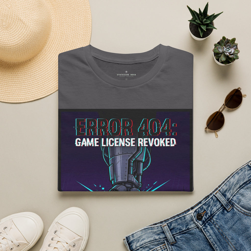 Error 404: Game License Revoked — Cyberpunk Statement Gamer T-Shirt