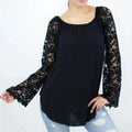 Lace Sleeve Backless Top Black by Femstylo Made in USA Elegant Evening Party Wear for Women by Femstylo