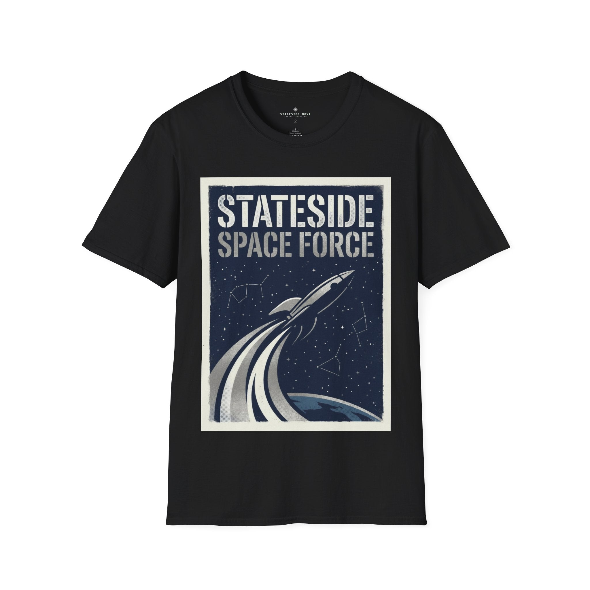 Stateside Space Force — Retro Rocket Poster Tee