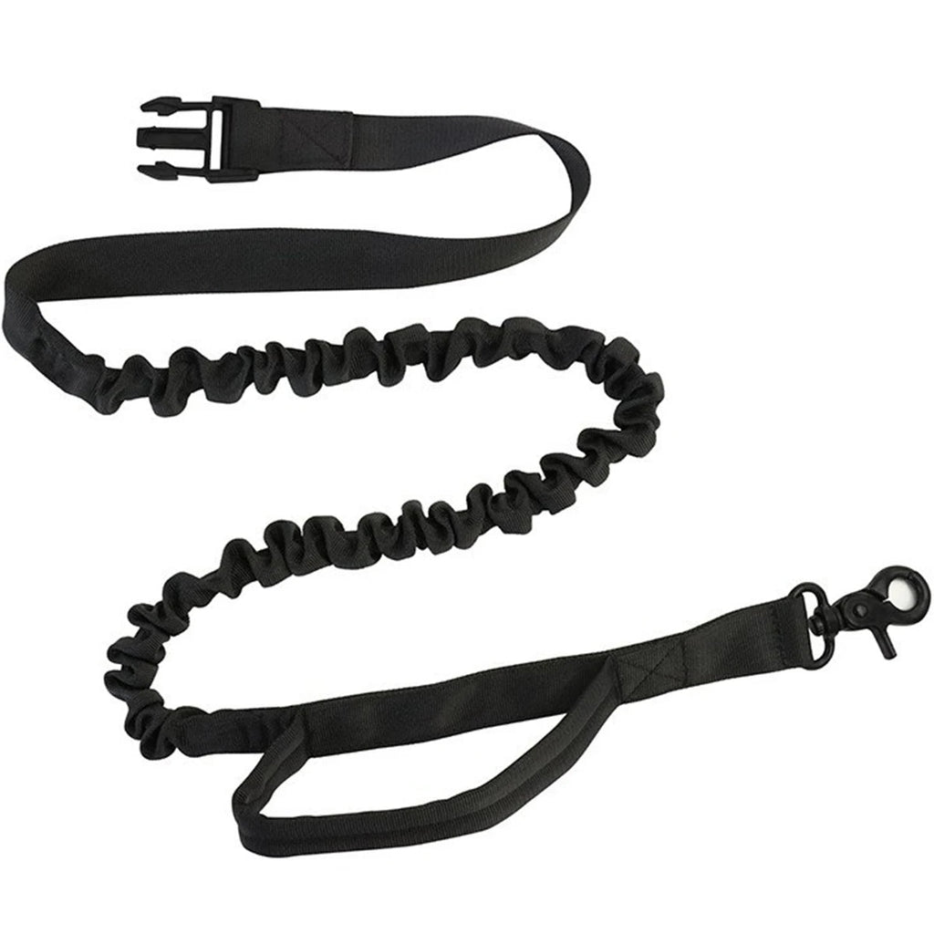 Hands Free Dog Leash by ViralGalleria.com - black 3-piece elastic bungee leash with waist belt and clips.