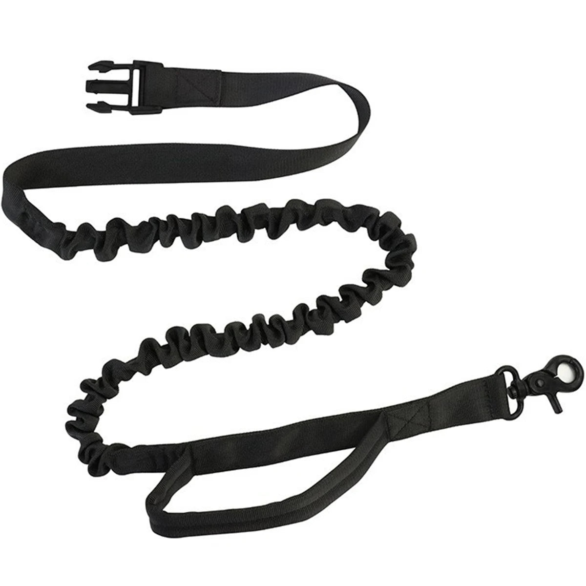 Hands Free Dog Leash by ViralGalleria.com - black 3-piece elastic bungee leash with waist belt and clips.