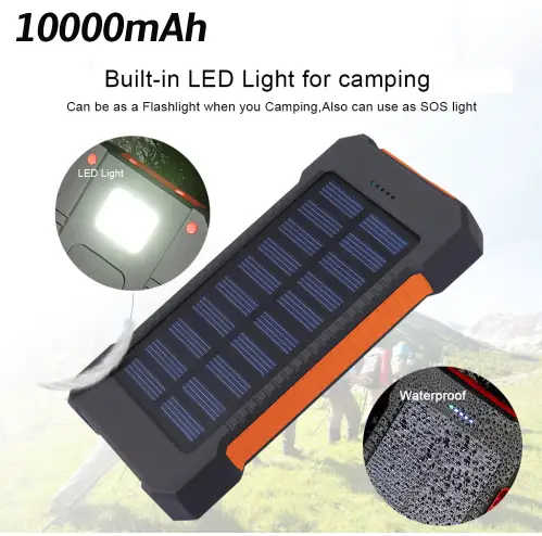 Waterproof Compact Solar Power Bank 10000mAh Battery Backup by STATESIDE NOVA