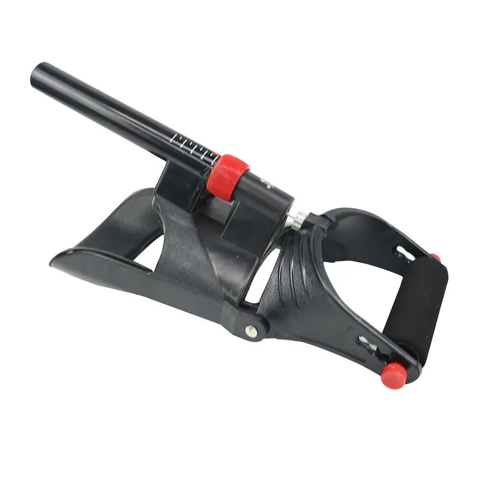 Hand grip exerciser trainer, adjustable anti-slip design, black with red knobs for forearm strength